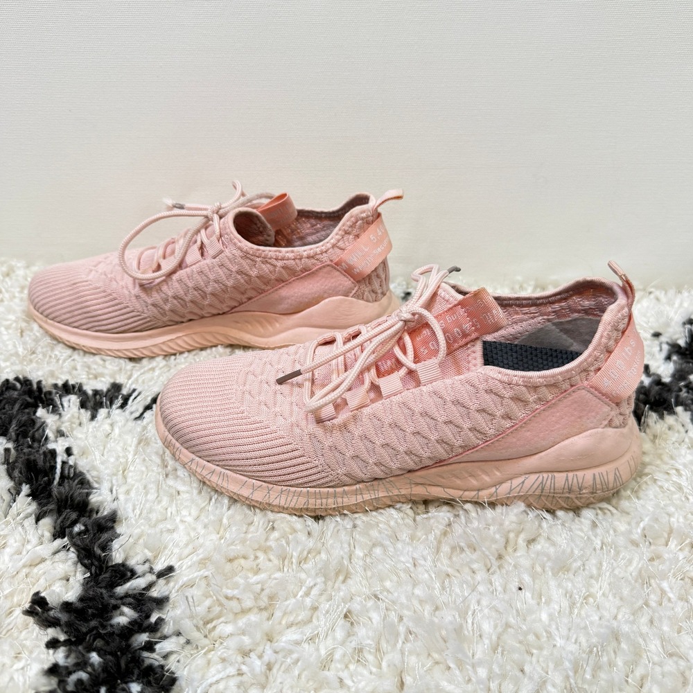 TM WILL LOVE Pink Textured Knit Lace Up Athletic Running Sneakers Size 37 Womens - Picture 3 of 9